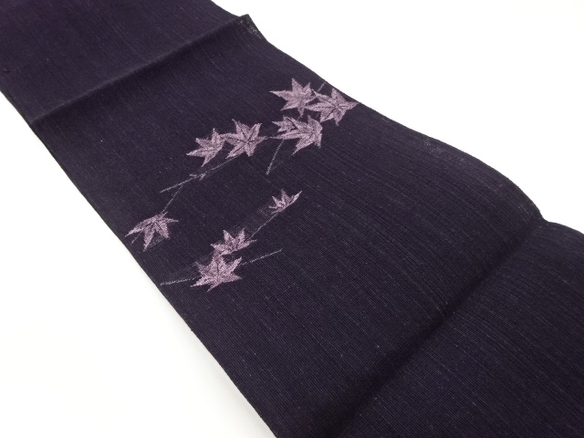 紗紬紅葉模様織出し名古屋帯